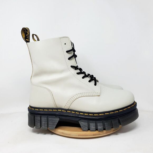 Dr Martens Audrick Quad Boots Women 12 Platform Cobblestone Grey Chunky Lug Boot - Picture 1 of 16